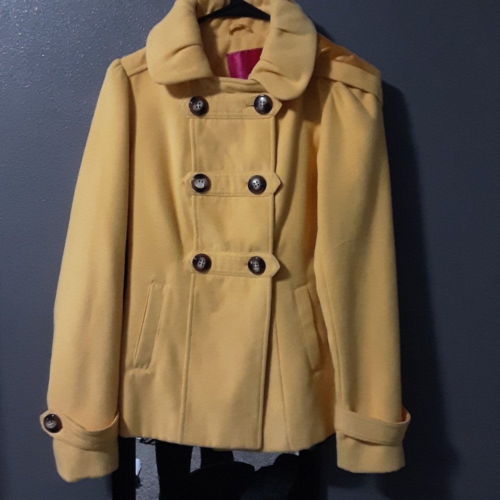 Yellow button up jacket
